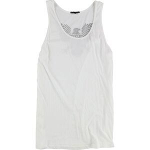 TRULY MADLY DEEPLY Womens Diamond Eagle Tank Top, whtblk, M/L